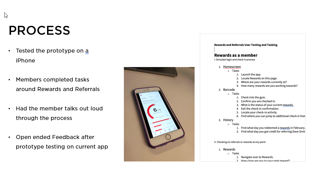 User testing session — prototype testing with members